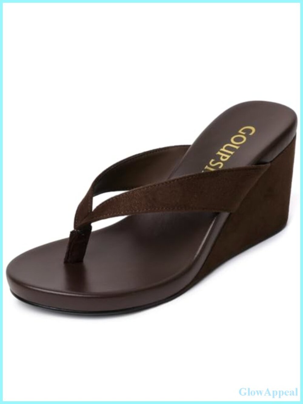 Suede Wedge Flip Flops Open Round Toe Platform Sandals Slip On Comfortable